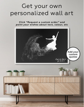 Framed Ballerina Silhouette Black and White Canvas Wall Art - image 2