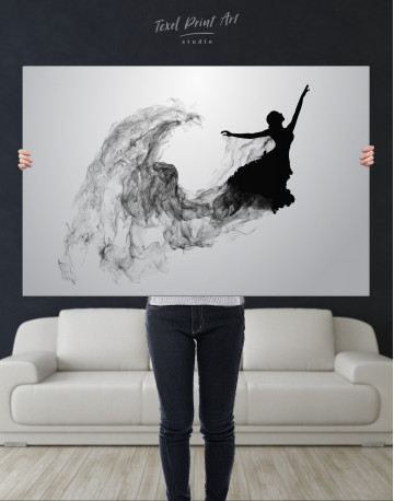 Ballerina Silhouette Black and White Canvas Wall Art - image 1