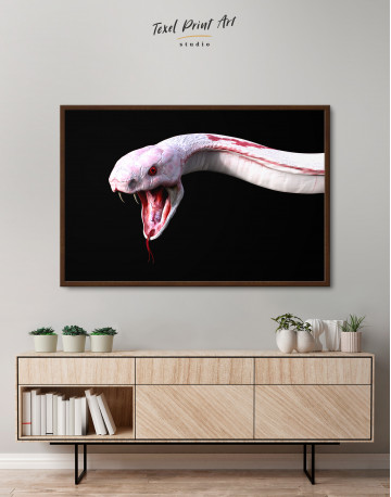 Framed YKing1 Albino King Cobra Snake Canvas Wall Art - image 3