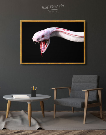 Framed YKing1 Albino King Cobra Snake Canvas Wall Art - image 4