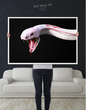 Framed YKing1 Albino King Cobra Snake Canvas Wall Art - image 5