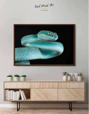 Framed Blue Viper Snake Canvas Wall Art - image 3