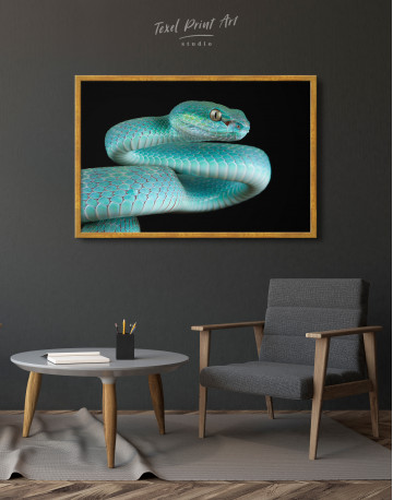 Framed Blue Viper Snake Canvas Wall Art - image 4