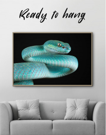 Framed Blue Viper Snake Canvas Wall Art