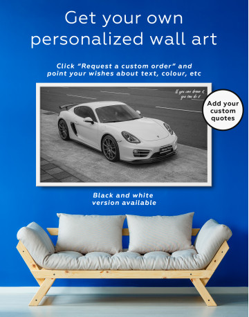 Framed Gray Porsche Cayman Canvas Wall Art - image 2
