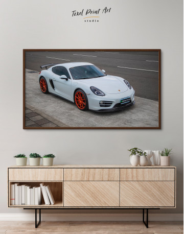 Framed Gray Porsche Cayman Canvas Wall Art - image 3