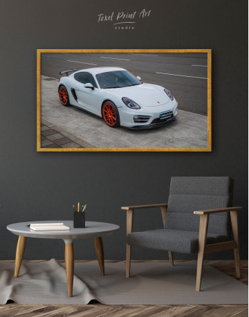 Framed Gray Porsche Cayman Canvas Wall Art - image 4
