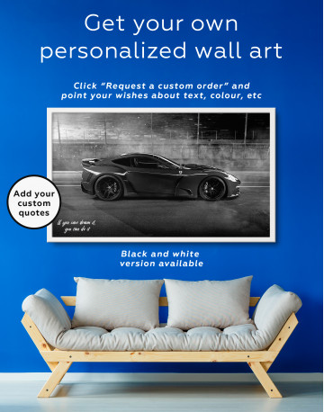 Framed Black Ferrari F12 Berlinetta Canvas Wall Art - image 2