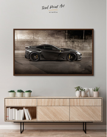 Framed Black Ferrari F12 Berlinetta Canvas Wall Art - image 3