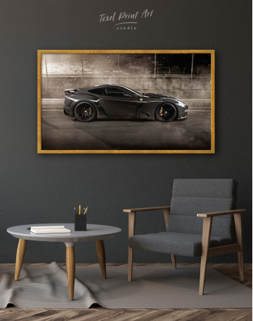 Framed Black Ferrari F12 Berlinetta Canvas Wall Art - image 4