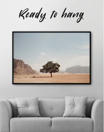 Framed Lonely Tree in Desert Canvas Wall Art