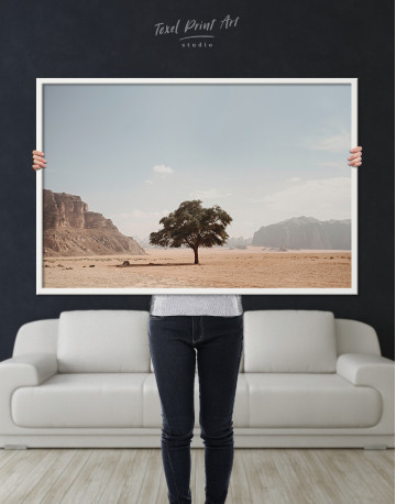 Framed Lonely Tree in Desert Canvas Wall Art - image 1