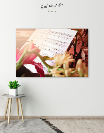 Flowers and Music Notes Canvas Wall Art - image 4