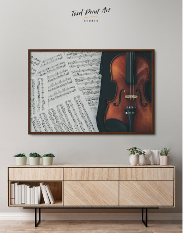 Framed Violin and Music Notes Canvas Wall Art - image 3