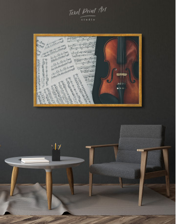 Framed Violin and Music Notes Canvas Wall Art - image 2