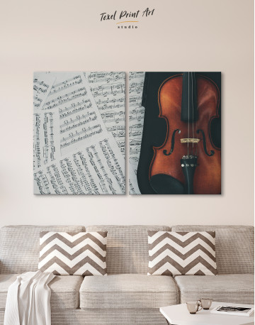 Violin and Music Notes Canvas Wall Art - image 1