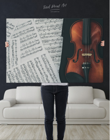 Violin and Music Notes Canvas Wall Art - image 2
