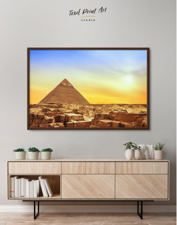 Framed Ancient Giza Pyramid at Sunset Canvas Wall Art - image 3
