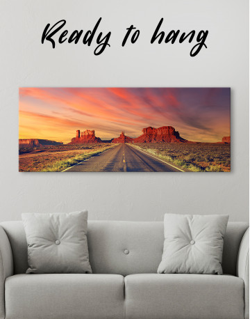Road to Monument Valley at Sunset Panoramic Canvas Wall Art - image 4