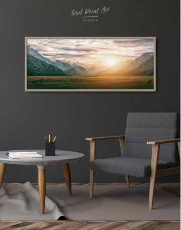 Framed Panoramic Mountain Sunset Canvas Wall Art - image 4