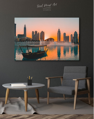 Sunset Dubai Fountain View Canvas Wall Art - image 4
