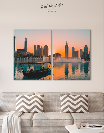 Sunset Dubai Fountain View Canvas Wall Art - image 9