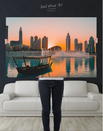 Sunset Dubai Fountain View Canvas Wall Art - image 8