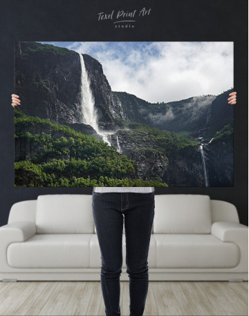 Vettisfossen Waterfall Norway Canvas Wall Art - image 1