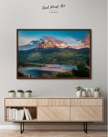 Framed Huge Mountain Covered in Vegetation Canvas Wall Art - image 3