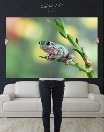 Frog on Green Leaves Canvas Wall Art - image 6