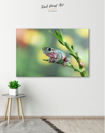 Frog on Green Leaves Canvas Wall Art - image 5