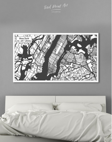 New York USA City Map in Black and White Canvas Wall Art - image 8