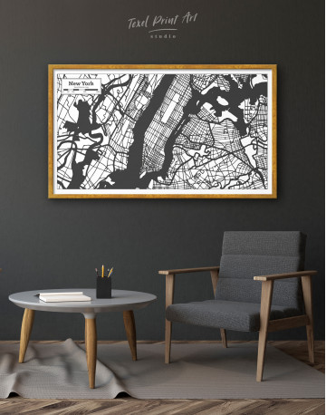 Framed New York USA City Map in Black and White Canvas Wall Art - image 4
