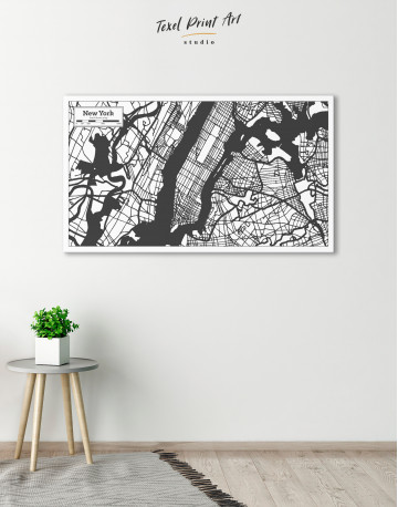 New York USA City Map in Black and White Canvas Wall Art - image 6