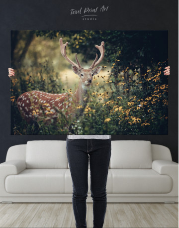 Whitetail Deer in Autumn Wood Canvas Wall Art - image 1