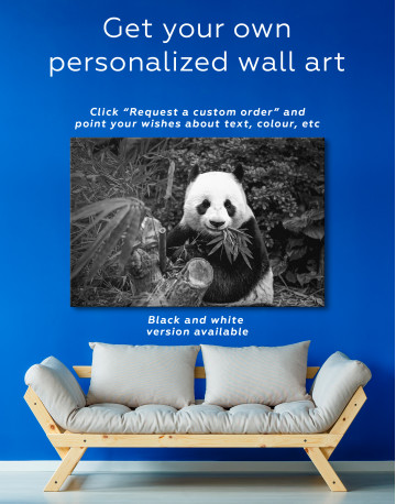 Giant Panda Bear Eating Bamboo Canvas Wall Art - image 4