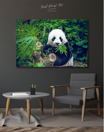 Giant Panda Bear Eating Bamboo Canvas Wall Art - image 5