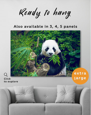 Giant Panda Bear Eating Bamboo Canvas Wall Art