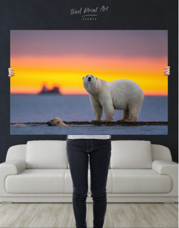 Polar Bear at Sunset Canvas Wall Art - image 8