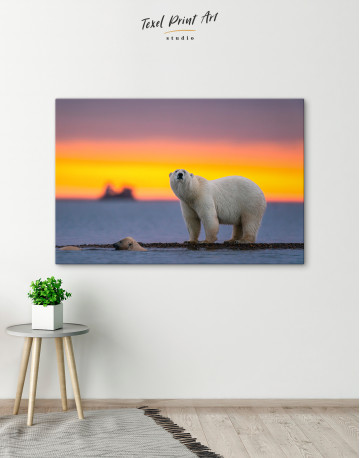 Polar Bear at Sunset Canvas Wall Art - image 7