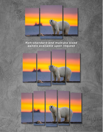 Polar Bear at Sunset Canvas Wall Art - image 3