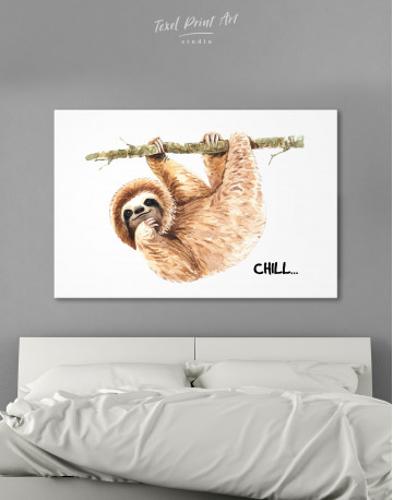 Chill Watercolor cute Sloth Canvas Wall Art - image 8