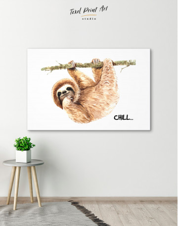 Chill Watercolor cute Sloth Canvas Wall Art - image 7