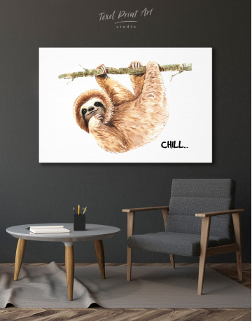 Chill Watercolor cute Sloth Canvas Wall Art - image 6