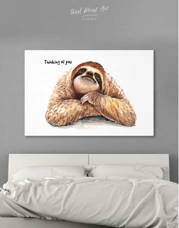 Watercolor Sloth Thinking of You Canvas Wall Art - image 8