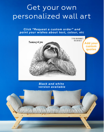 Watercolor Sloth Thinking of You Canvas Wall Art - image 4