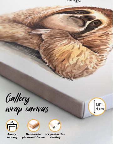 Watercolor Sloth Thinking of You Canvas Wall Art - image 3