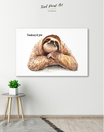 Watercolor Sloth Thinking of You Canvas Wall Art - image 7