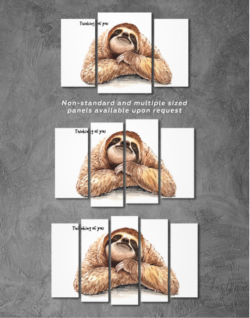 Watercolor Sloth Thinking of You Canvas Wall Art - image 2