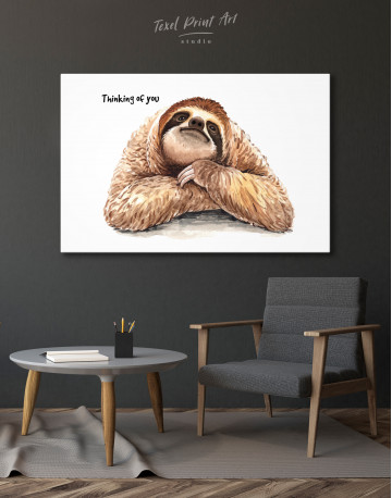 Watercolor Sloth Thinking of You Canvas Wall Art - image 6